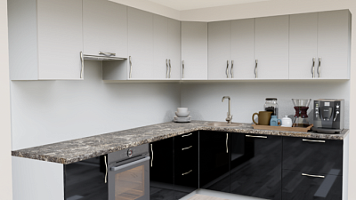 Кухня угловая Супермат панакота 8916 - Черный